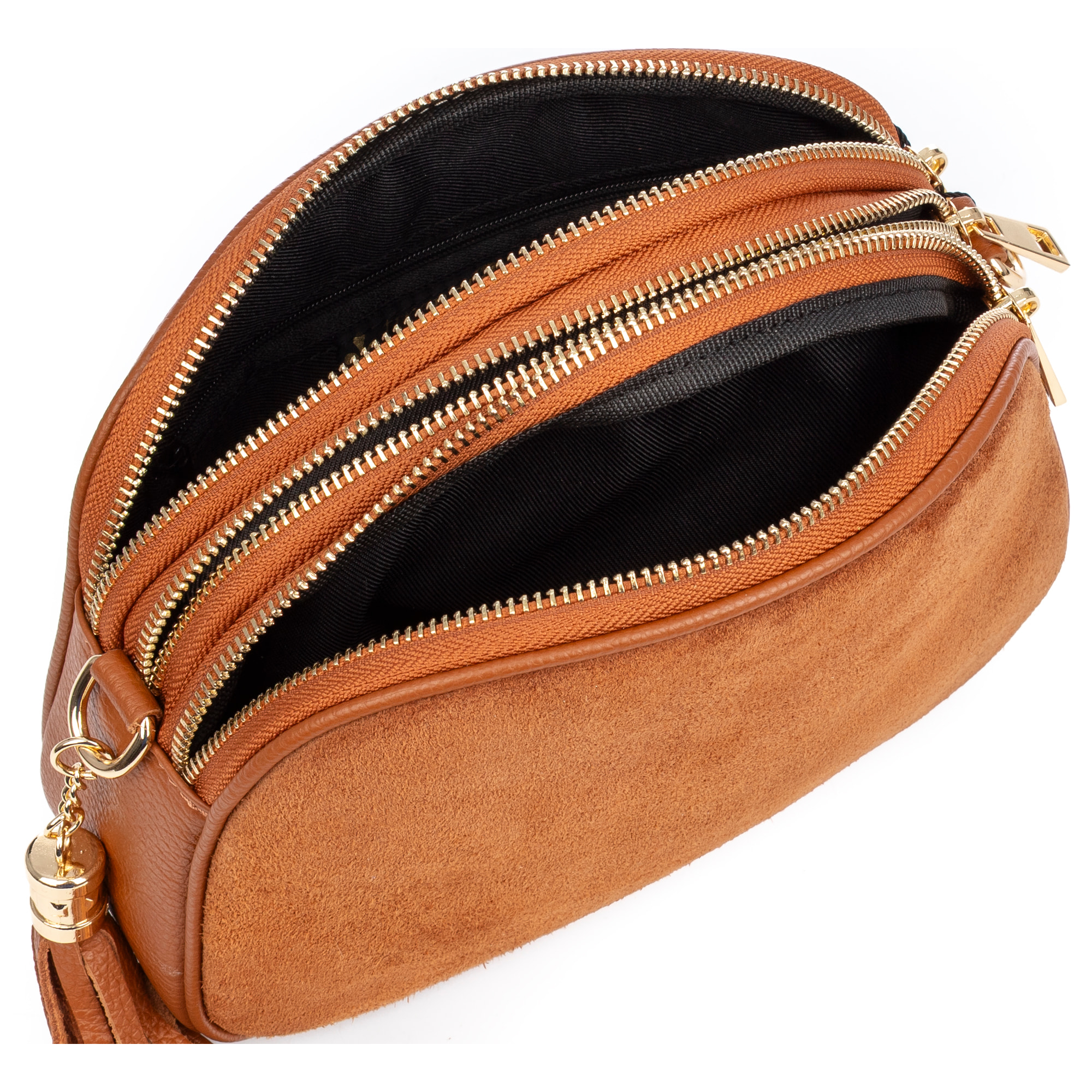 Aliminusa bolso bandolera Mujer. Piel auténtica Gamuza y Dollaro.