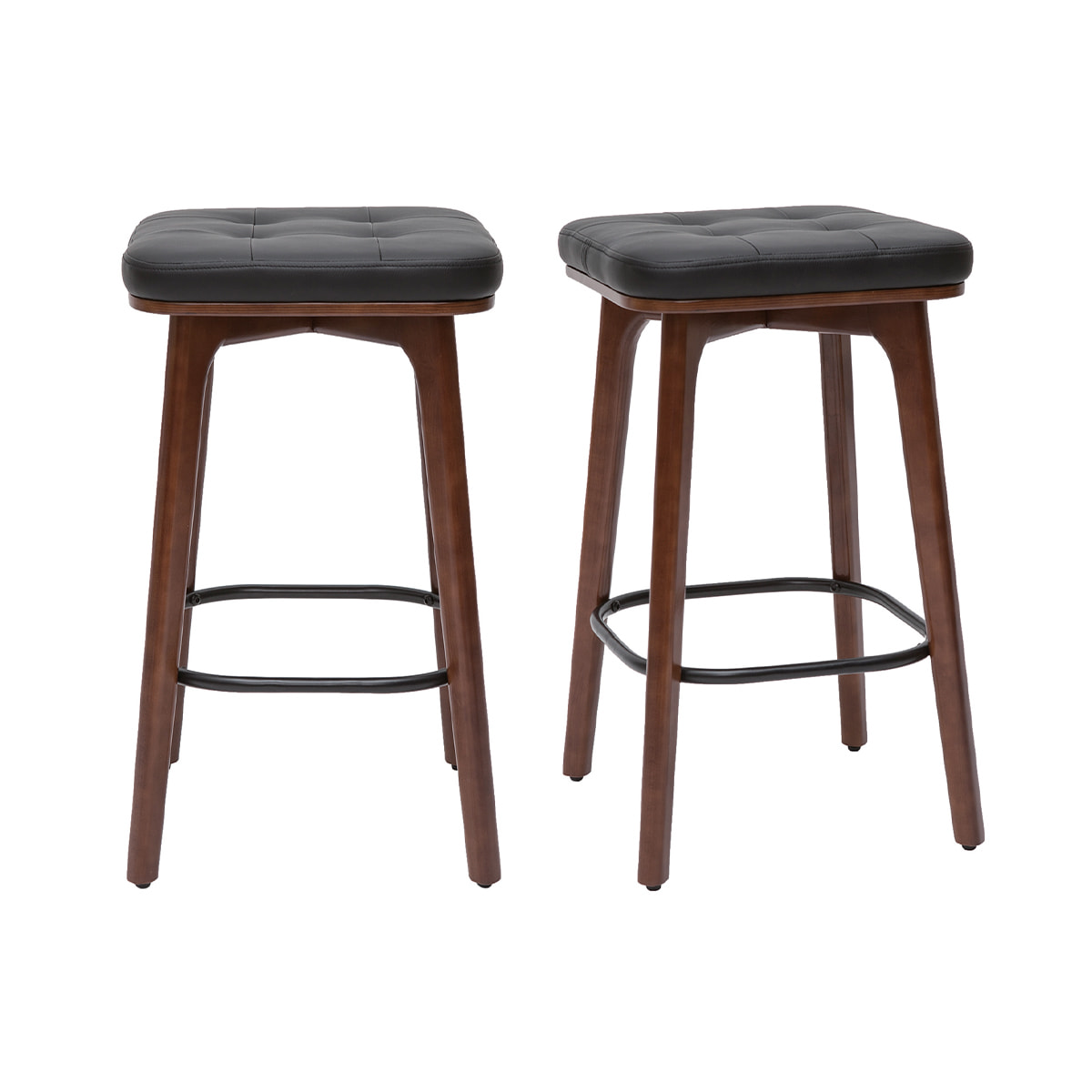 Tabourets de bar vintage noirs et bois foncé 65 cm (lot de 2) GRAMMA