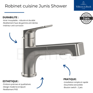 Evier 1 bac Architectura 60 + Robinet de cuisine Junis Shower