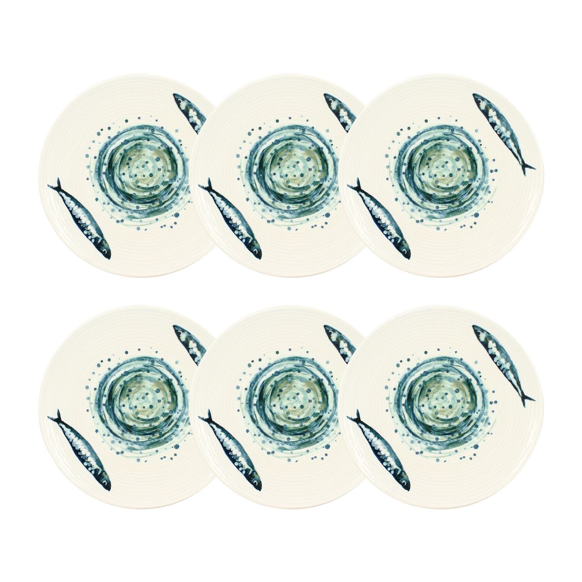 Lot de 6 assiettes à dessert 20cm SARDINE