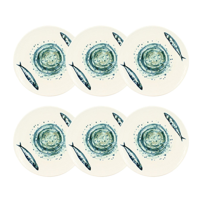 Lot de 6 assiettes à dessert 20cm SARDINE