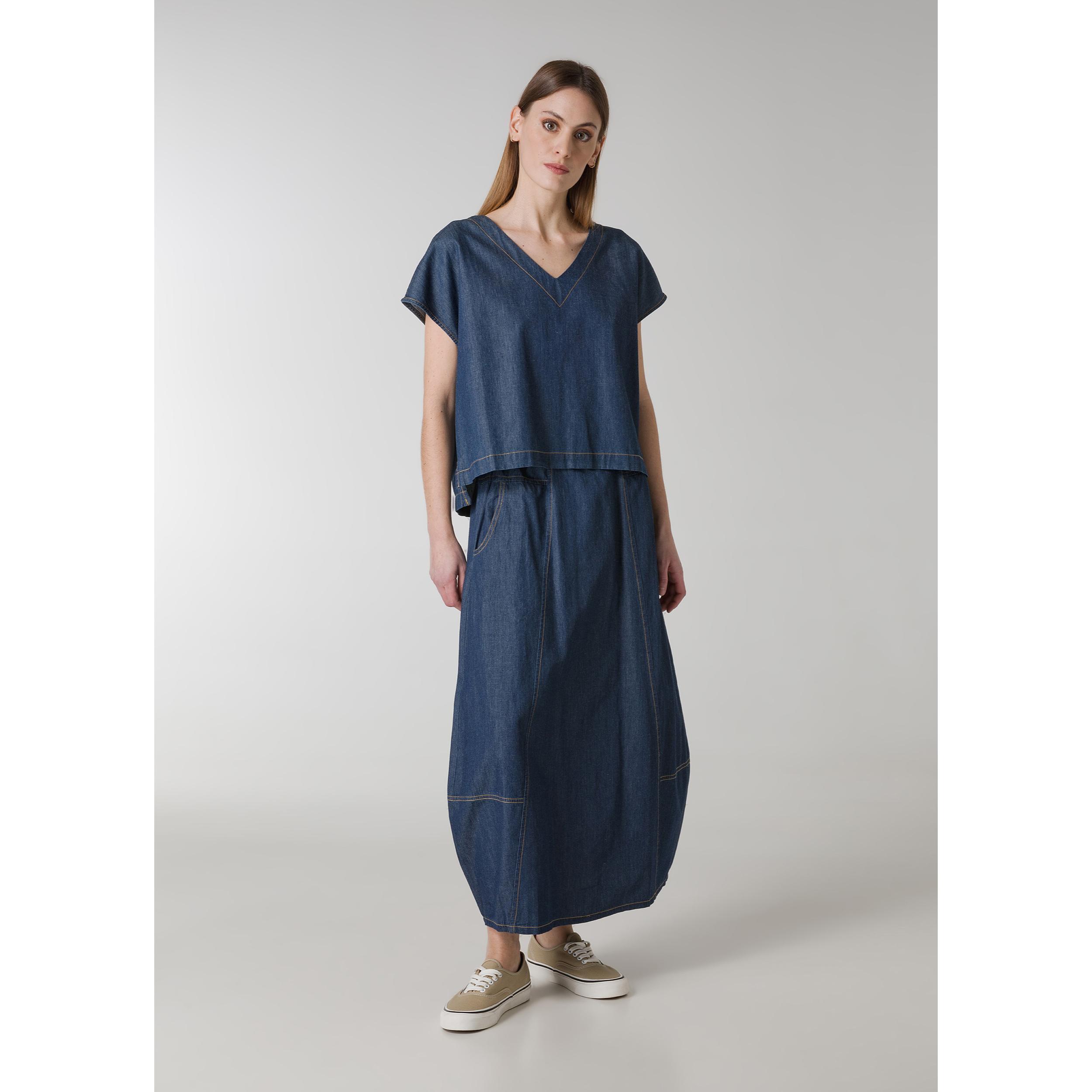 DEHA - T-shirt LINEN DENIM T-SHIRT in cotone per donna