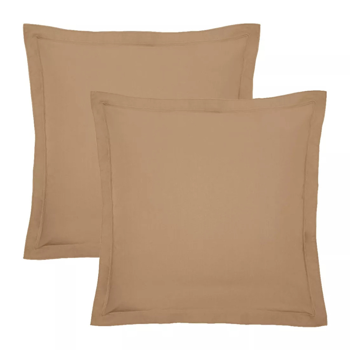 Lot de 2 taies percale de coton uni marron La percale caramel