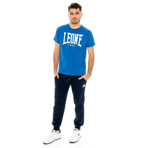 Camiseta de manga corta de algodón elástico con gran logo Leone Basic