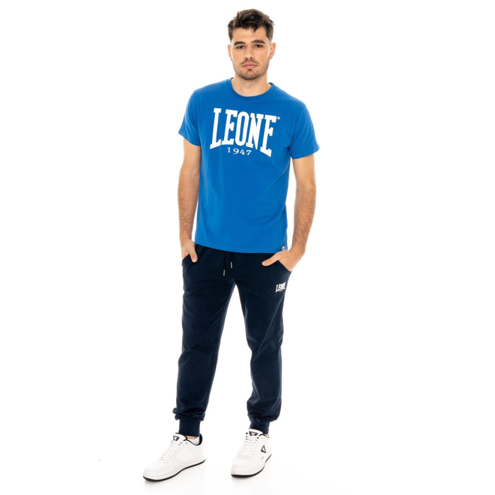 Camiseta de manga corta de algodón elástico con gran logo Leone Basic