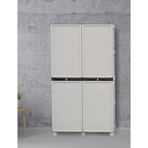 Armadio da esterno Achae, Mobile outdoor, Armadio per lavanderia multiuso, 100% Made in Italy, Grigio chiaro, 100x39h172 cm