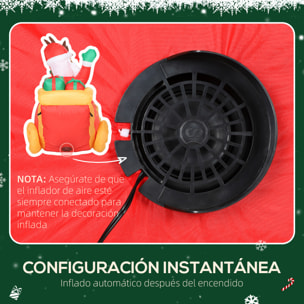 Papá Noel Hinchable con Trineo y Renos, Inflables de Navidad con Luces LED, Decoración de Navidad para Exterior e Interior, 240x75x100 cm