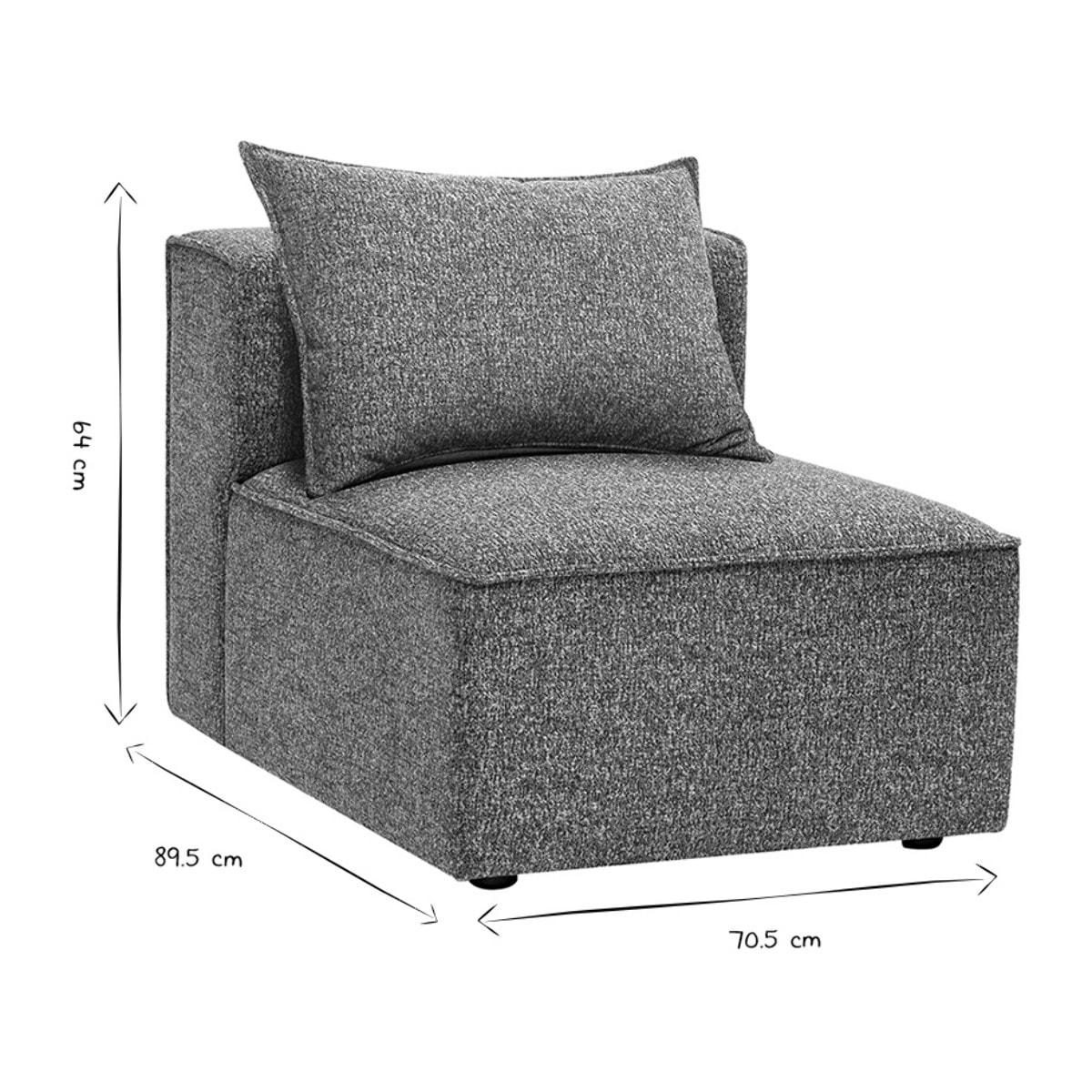 Module droit pour canapé en tissu chiné gris foncé KERRY