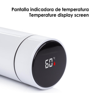 Termo deportivo de 500ml con indicador de temperatura inteligente. Botella de agua aislada al vacío, hasta 12 horas de mantenimiento del calor.