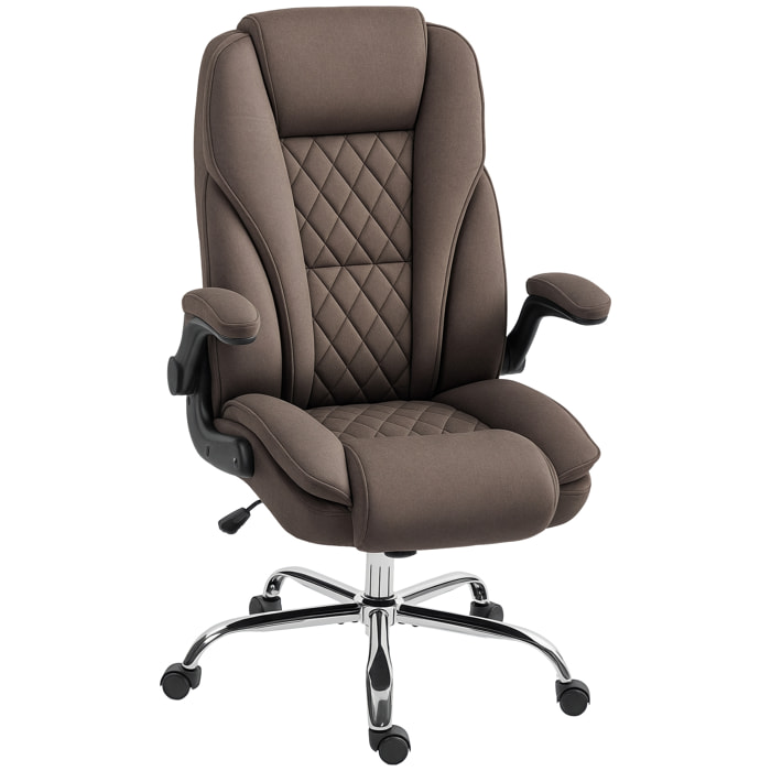 Fauteuil de bureau style Chesterfield réglable accoudoirs rabattables velours chocolat