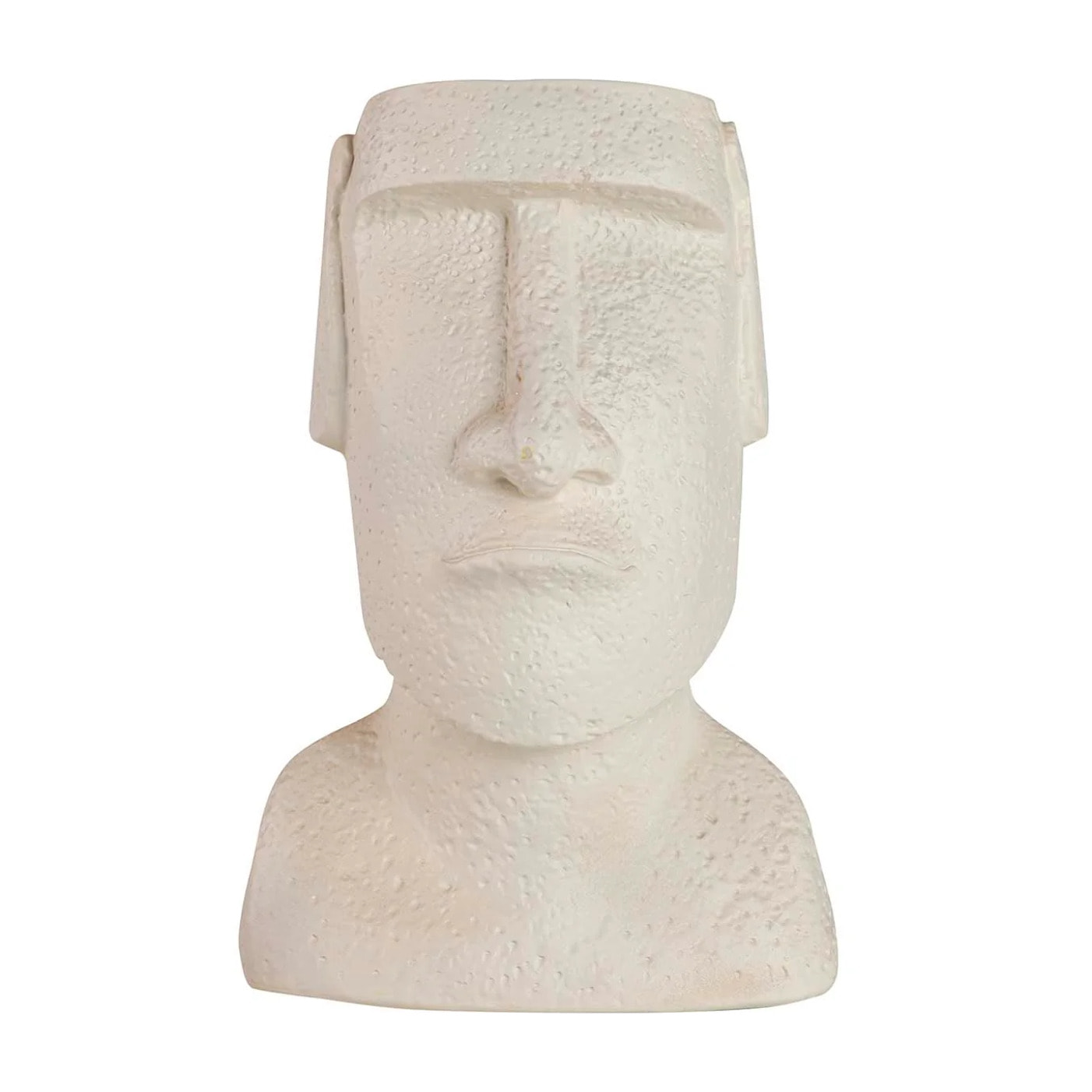 Figura Moai Cemento Blanco 17x11x26 Cm