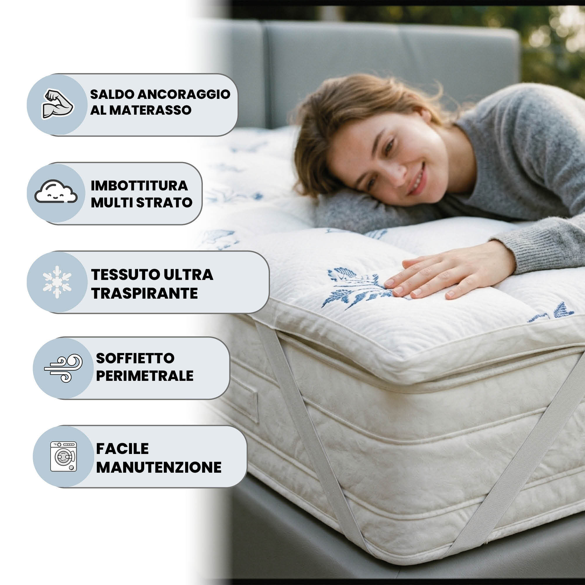 TOPPER AIR TRASPIRANTE CON ELASTICI