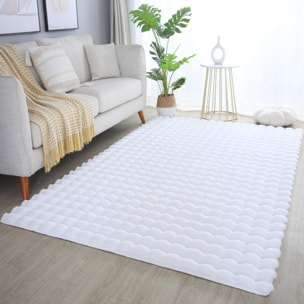 LAPONIE - Tapis uni doux en relief Blanc