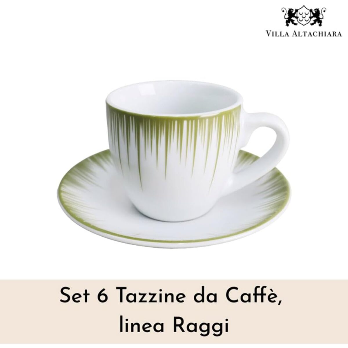 Set 6 tazzine da caffè Raggi con piattini in porcellana