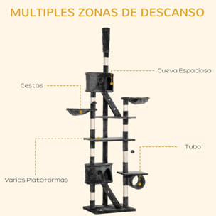 Árbol para Gatos Ajustable en Altura 60x45x240-260 cm Gris Oscuro