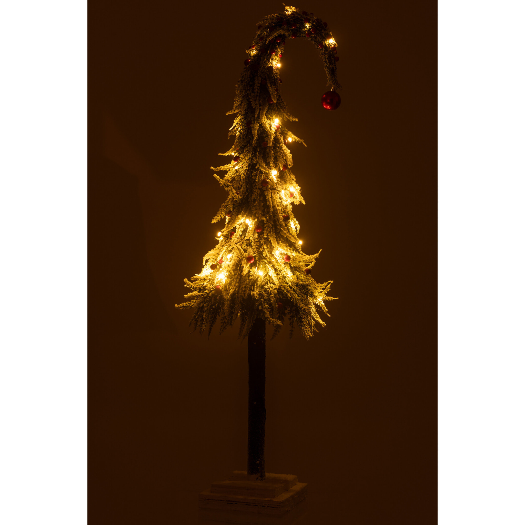 J-Line décoration sapin De Noël Bonnet Neige - plastique - vert/rouge - large- LED