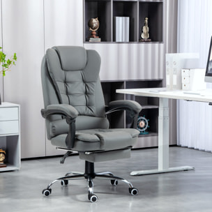 Fauteuil de bureau fauteuil manager grand confort réglable dossier inclinable repose-pied revêtement synthétique gris