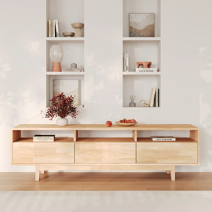 Meuble TV en bois d'hévéa massif - Gisèle