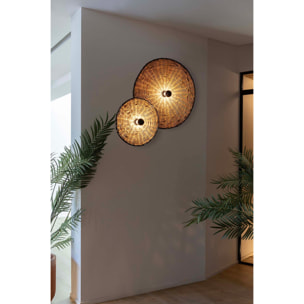 COSTAS 600 H70 Lampe applique/plafonnier noire/rotin