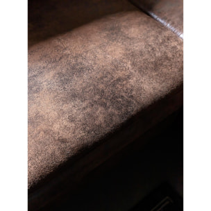 Lilly - Canapé d'angle droit - 4 places - convertible avec coffre - en microfibre - Marron