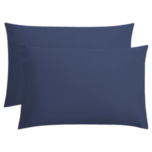 WHITE & WHITE Set 2 federe 100% cotone raso blu royal