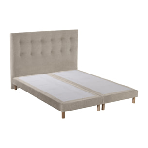 Ensemble matelas mousse ELYSIA + sommier + tête de lit, chenille bouclettes Crème