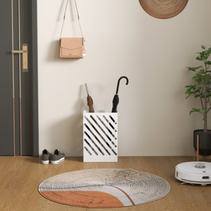 ParagÃƒÂ¼ero de Acero Galvanizado, Soporte de Paraguas Estrecho con Bandeja de Goteo Extraíble, 4 Ganchos, Diseño de Cortes, para Entrada, Pasillo, Oficina, 28x14x41 cm, Blanco