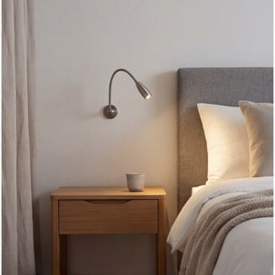 LEDS C4 Luz de lectura Bed LED 3.5 Blanco cálido - 3000K ON-OFF Níquel satinado 115lm