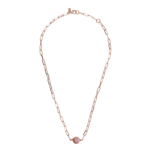 PERLAVIVA - Collana in Argento 925 placcato Oro Rosa 18Kt con Perla Rosa d'Acqua Dolce Ø 10 mm