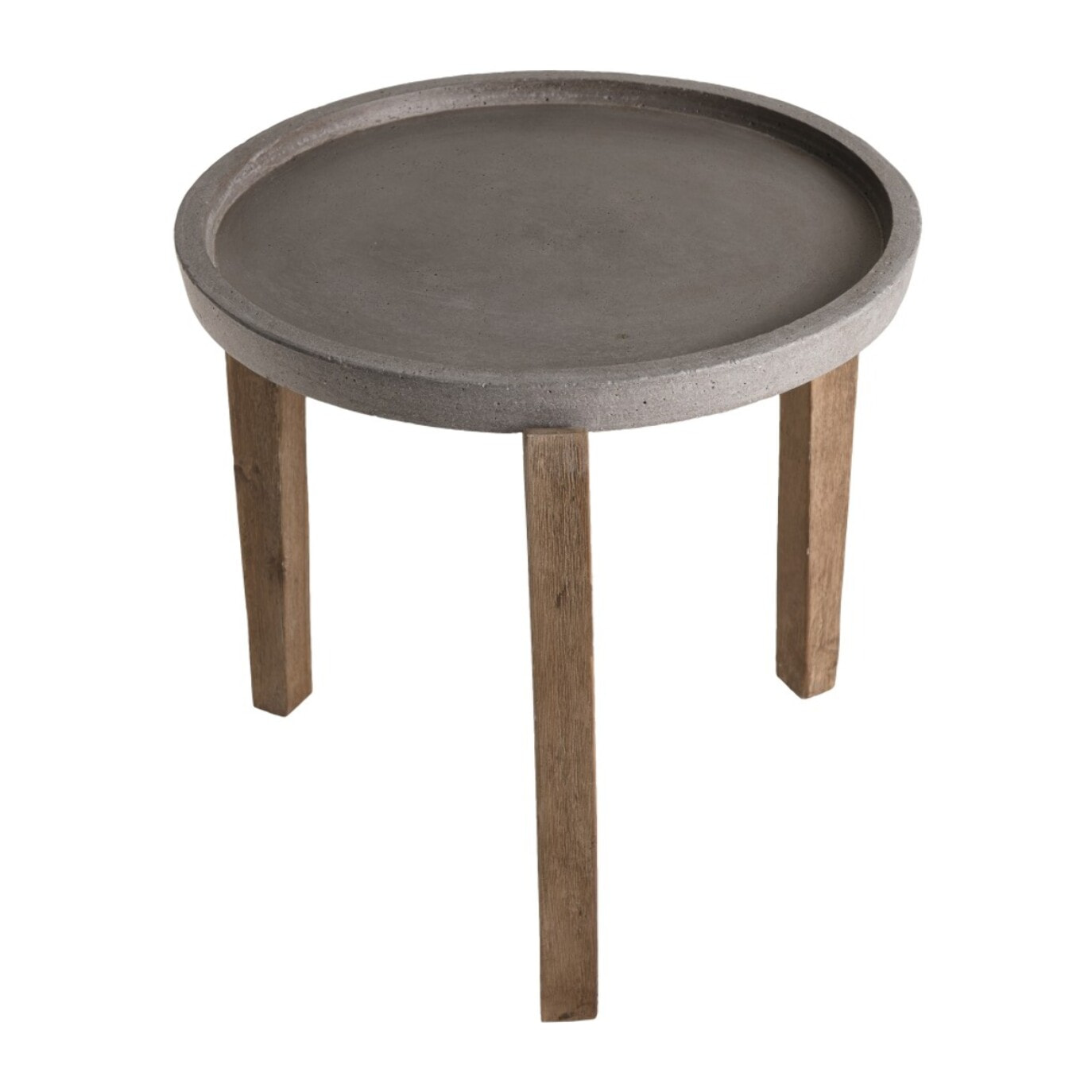 HECTOR - Table d'appoint de jardin ronde béton 50x50 cm pieds en bois acacia