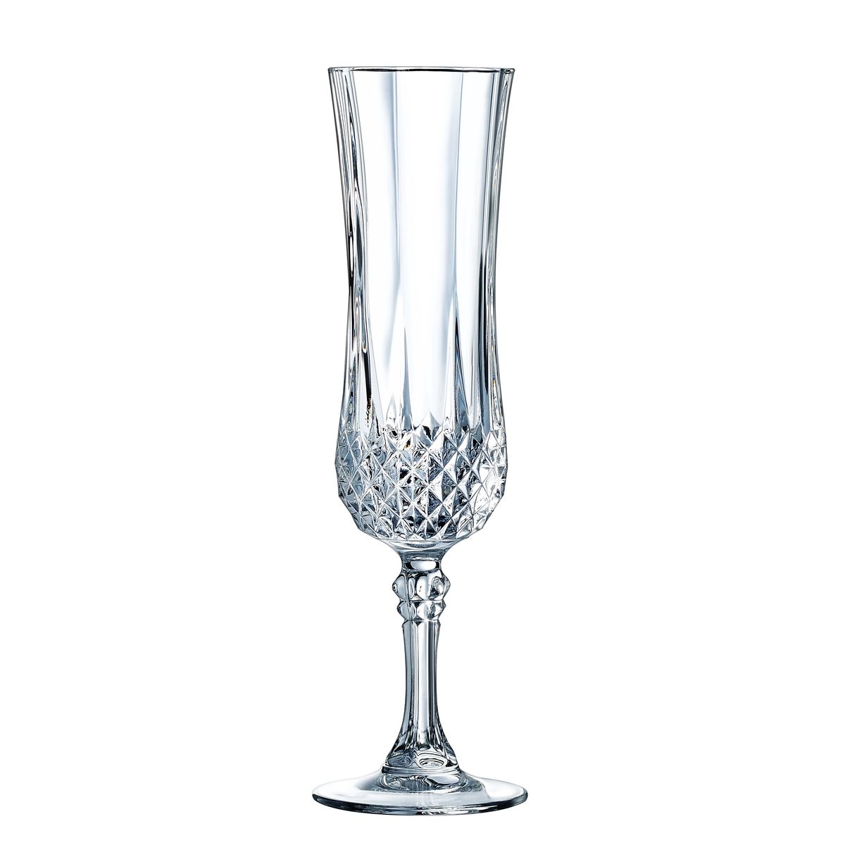 6 flûtes à Champagne 12cl Longchamp - Cristal d'Arques - Verre ultra transparent au design vintage