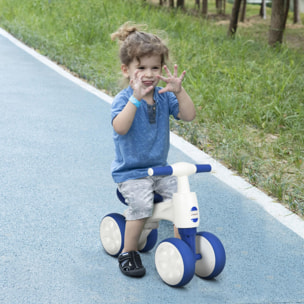 Bicicleta sin Pedales para Niños de 18-36 Meses Carga 30 kg Bicicleta de Equilibrio con Manillar Antideslizante y 4 Ruedas de Ø17 cm Regalo para Niños y Niñas 56x30x42 cm Azul