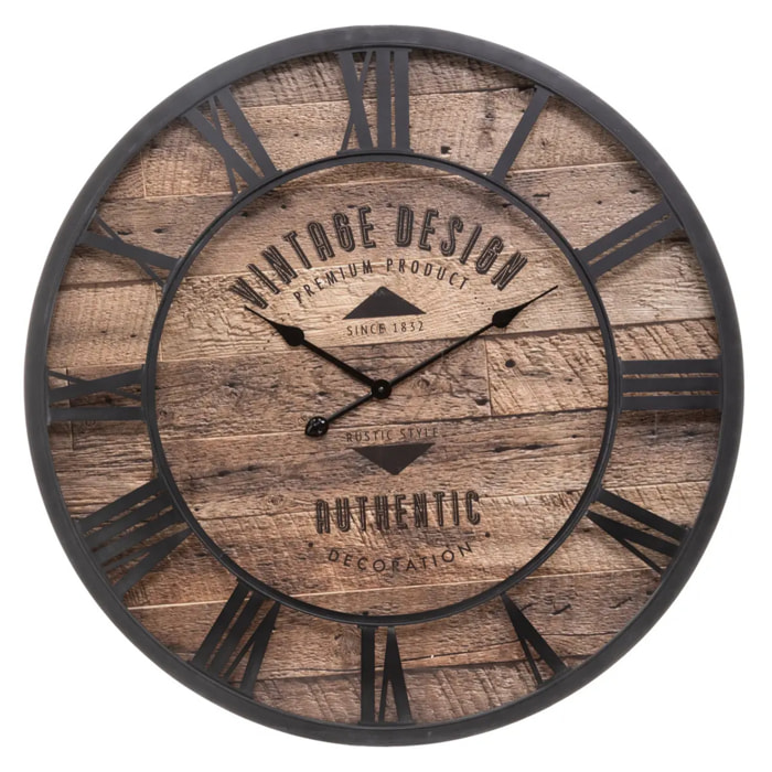 Horloge "Oscar" - noir - métal et bois D80 cm