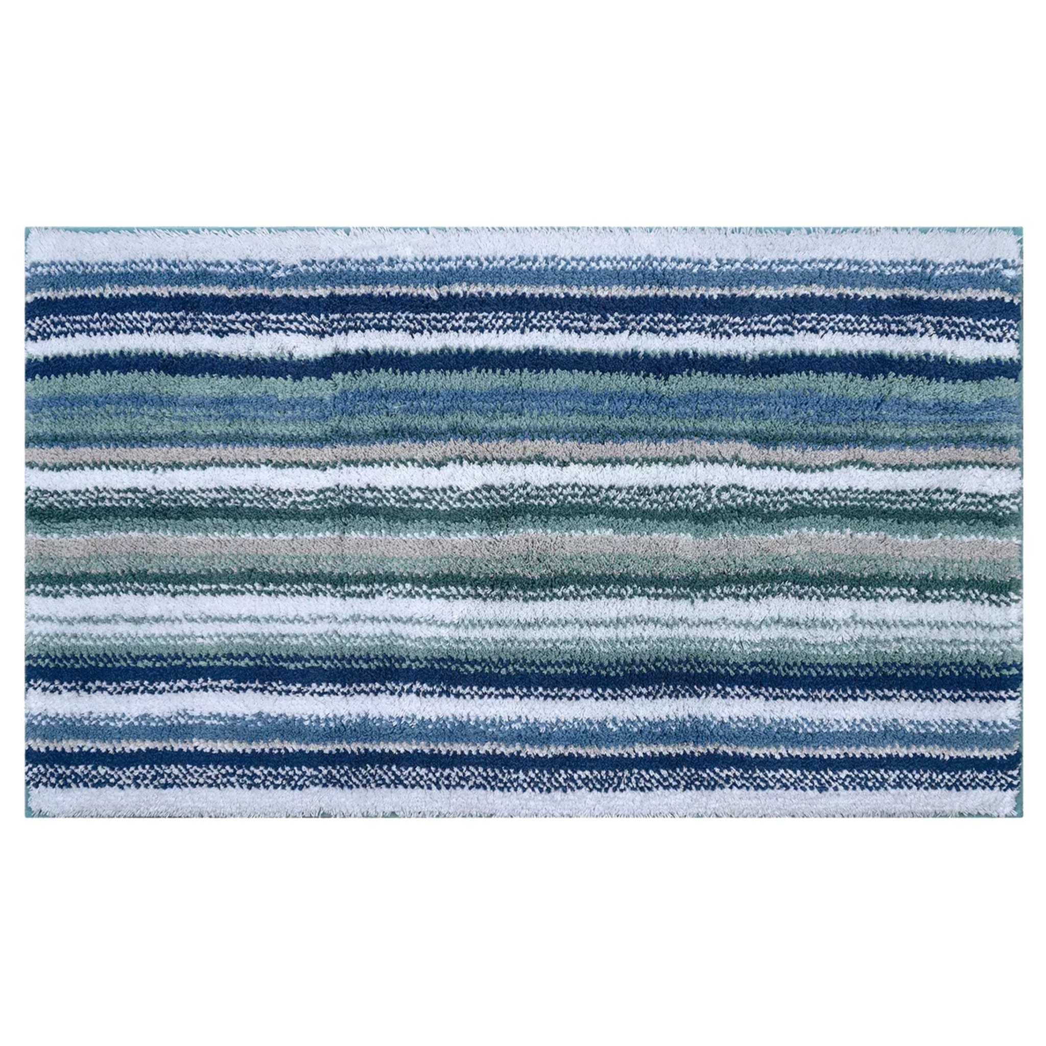Tapis de bain pur coton 2000 g/m² rayé bleu Venice bleu