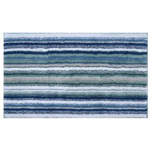 Tapis de bain pur coton 2000 g/m² rayé bleu Venice bleu