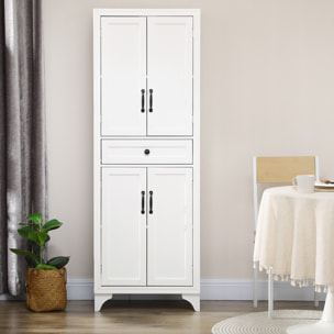 Buffet haut 4 portes 2 étagères tiroir coulissant MDF blanc