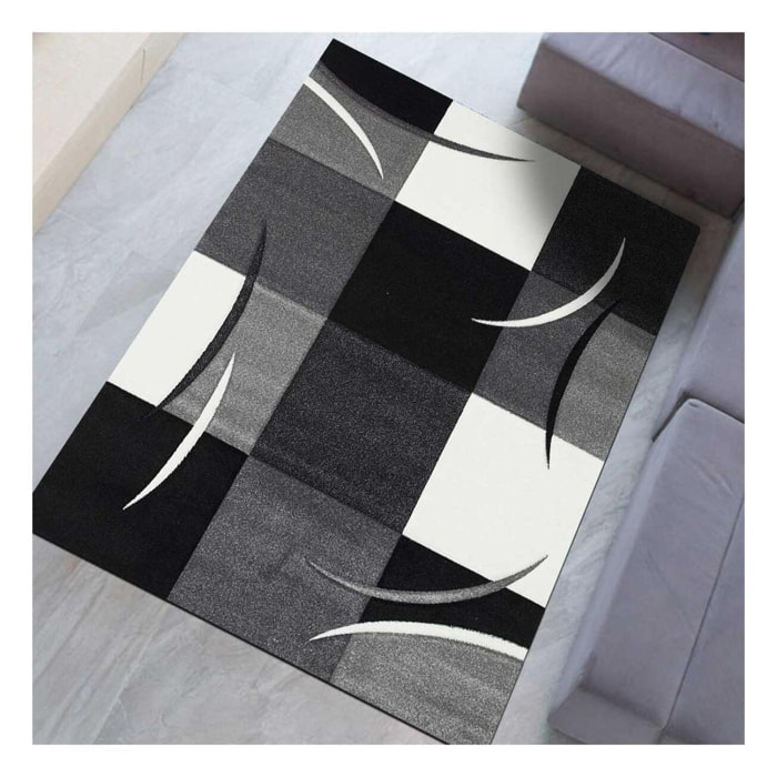 Tapis salon et chambre tissé motif damier TIHO