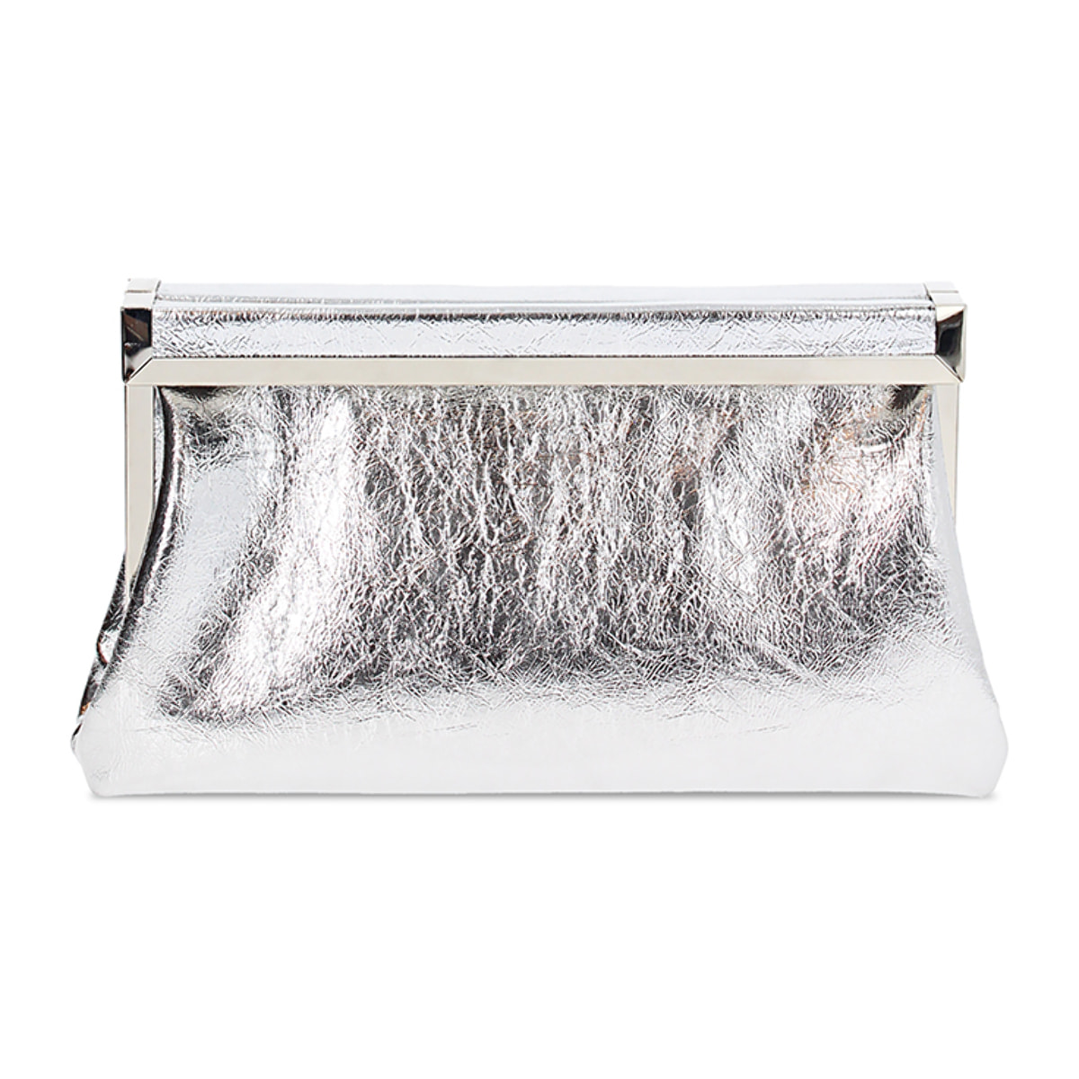 Clutch donna argento in laminato
