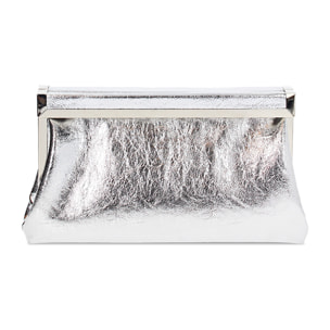Clutch donna argento in laminato