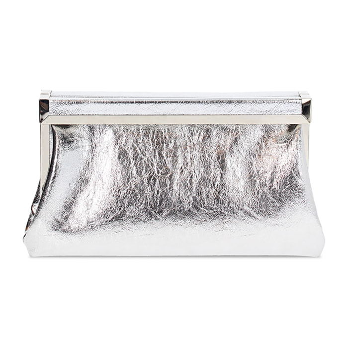 Clutch donna argento in laminato