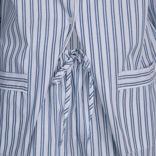 PIGIAMA DONNA in cotone righe bianche e blu