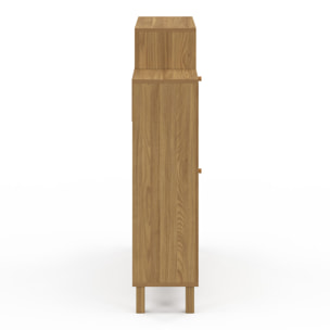 Meuble chaussures Erin 2 portes cannage avec étagères - 12 paires