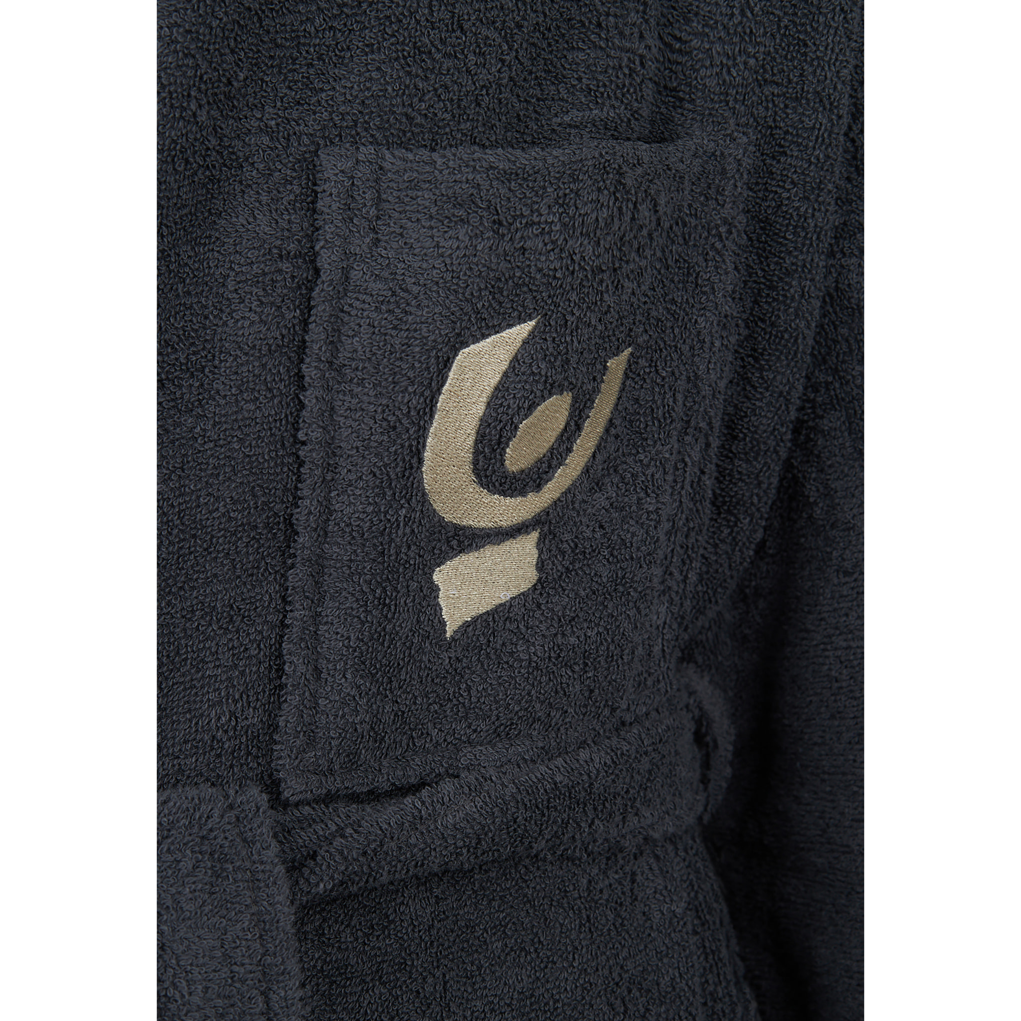 Accappatoio Grigio in Spugna con Logo Ricamato e Tasche