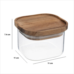 Bocal "Hermet" 0,4Len verre avec couvercle hermétique en acacia
