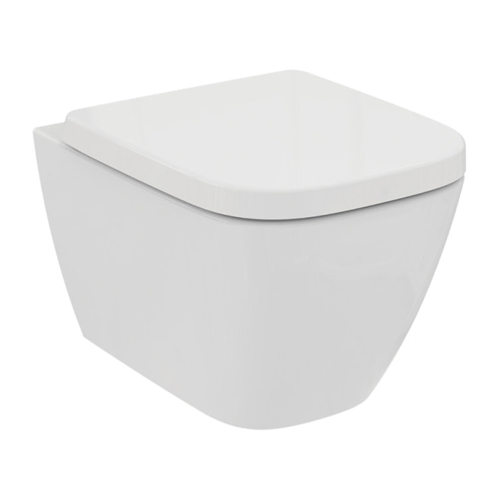 WC suspendu compact sans bride I.Life S RimLS+ avec abattant frein de chute