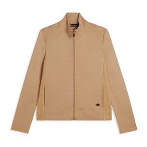 Felpa full zip in viscosa con inserti in ciniglia