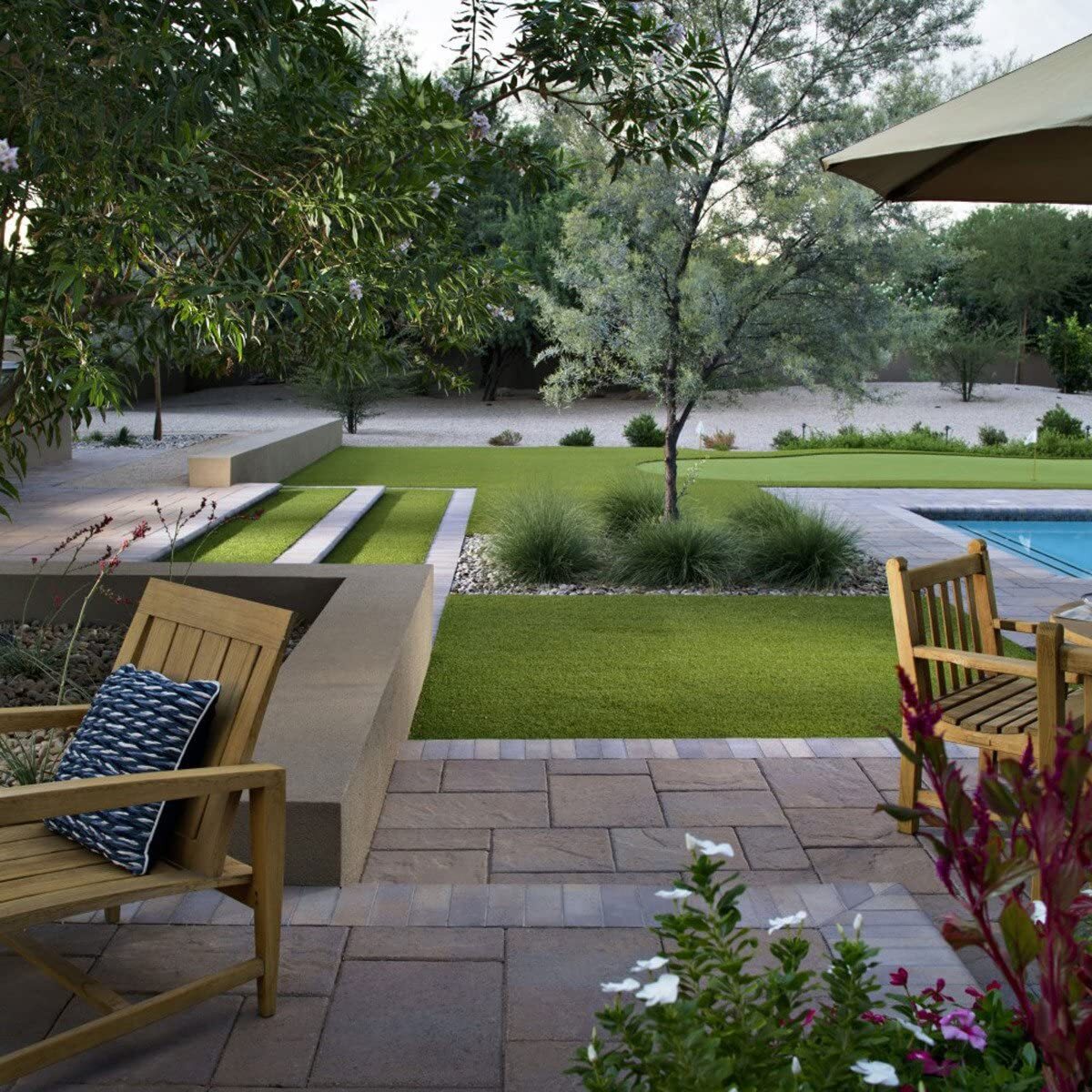 Prato Sintetico Manto Erboso Erba Finta Realistica Giardino 4 Sfumature di Colore Tappeto Erboso Sintetico Anti UV Atossico Drenante 50mm 1x10mt 10mq