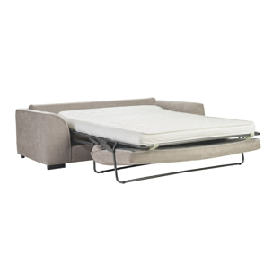 Canapé convertible 3 places en tissu effet velours taupe avec matelas 12 cm ARMAND