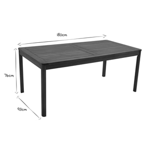 Table de jardin rectangulaire en bois massif L180 cm AKIS