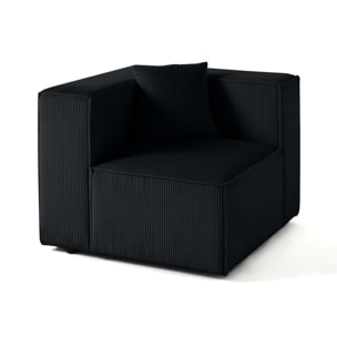Arty - module d'assise gauche - en velours côtelé - Noir